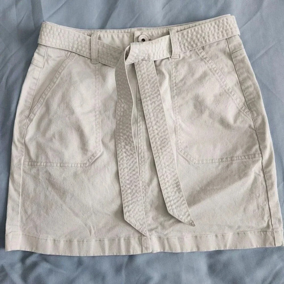 Vineyard Vines Khaki Utility Tie Waist Mini Skirt Sz 0 - Picture 1 of 5